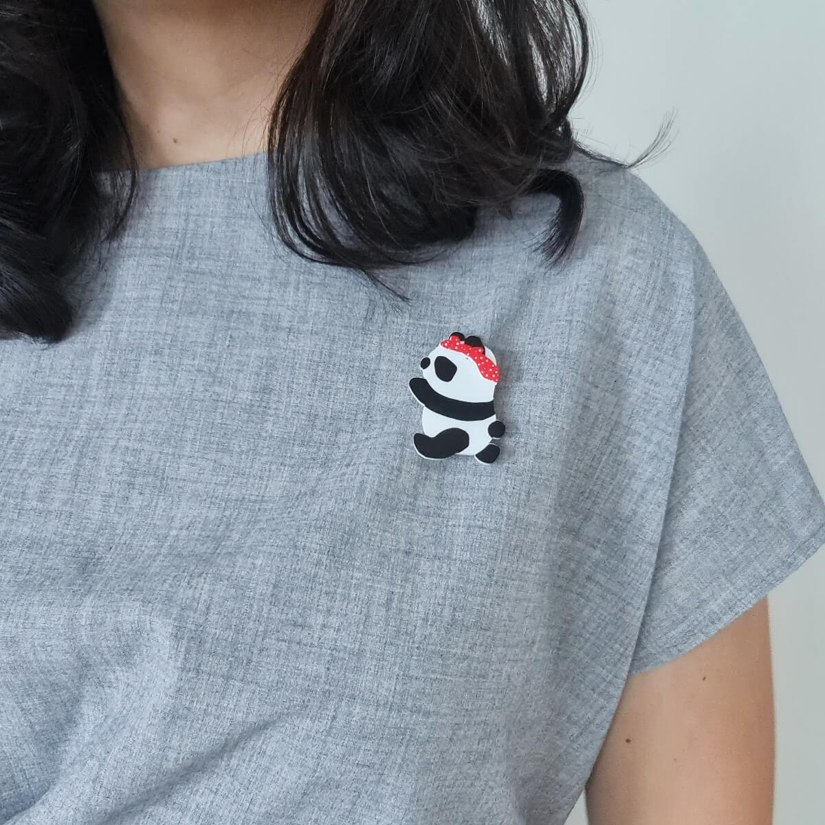 Panda Red Headband Brooch