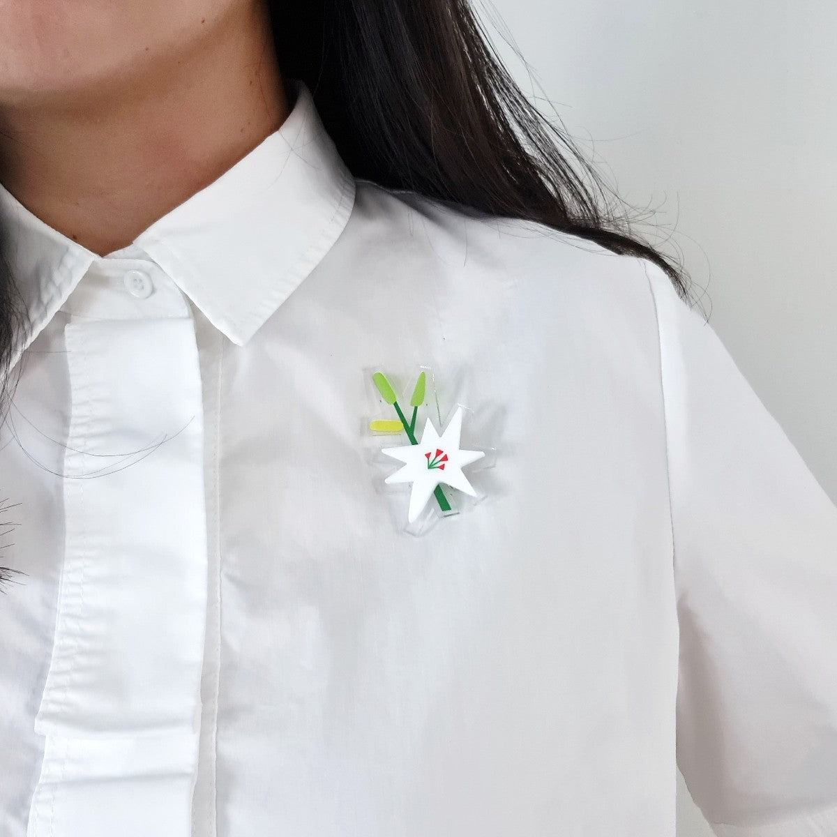White Lily Flower Brooch