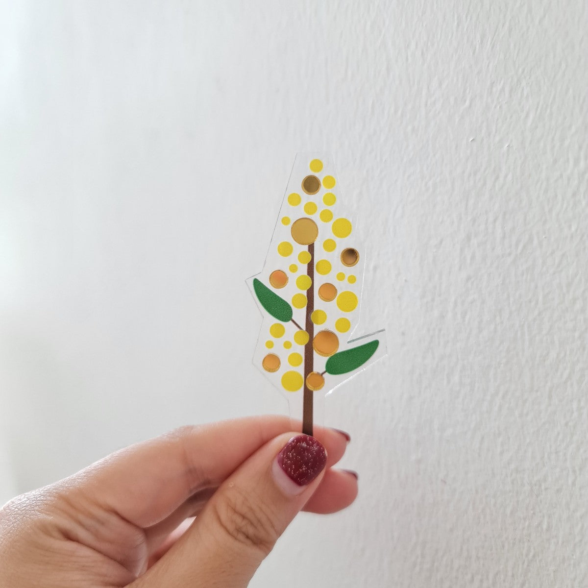 Golden Wattle Flower Brooch