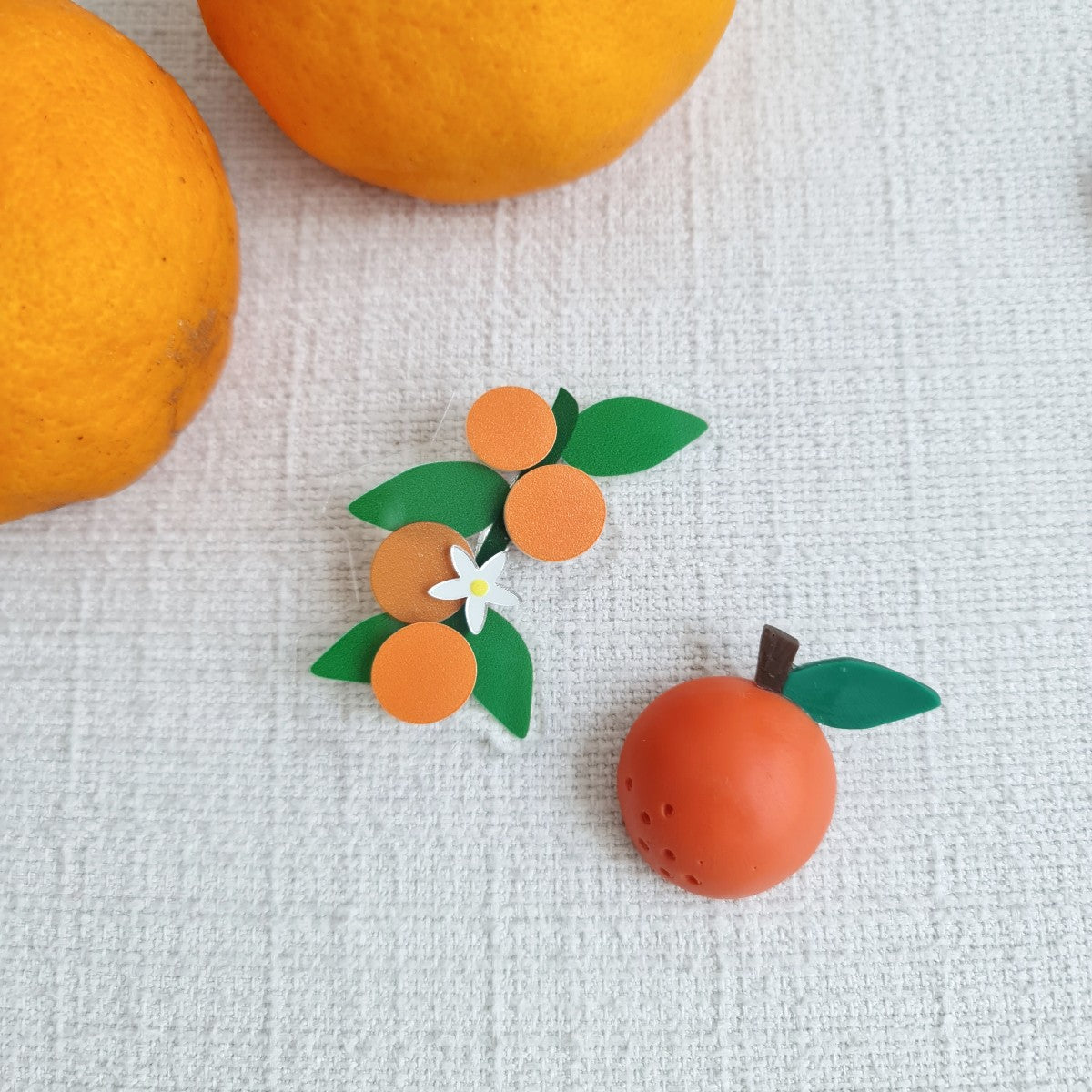 Mandarin Orange on the Vine Brooch