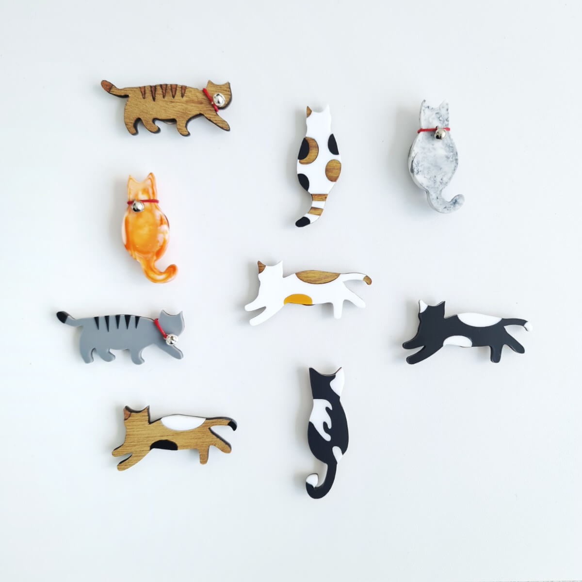 Marble Cat Brooch