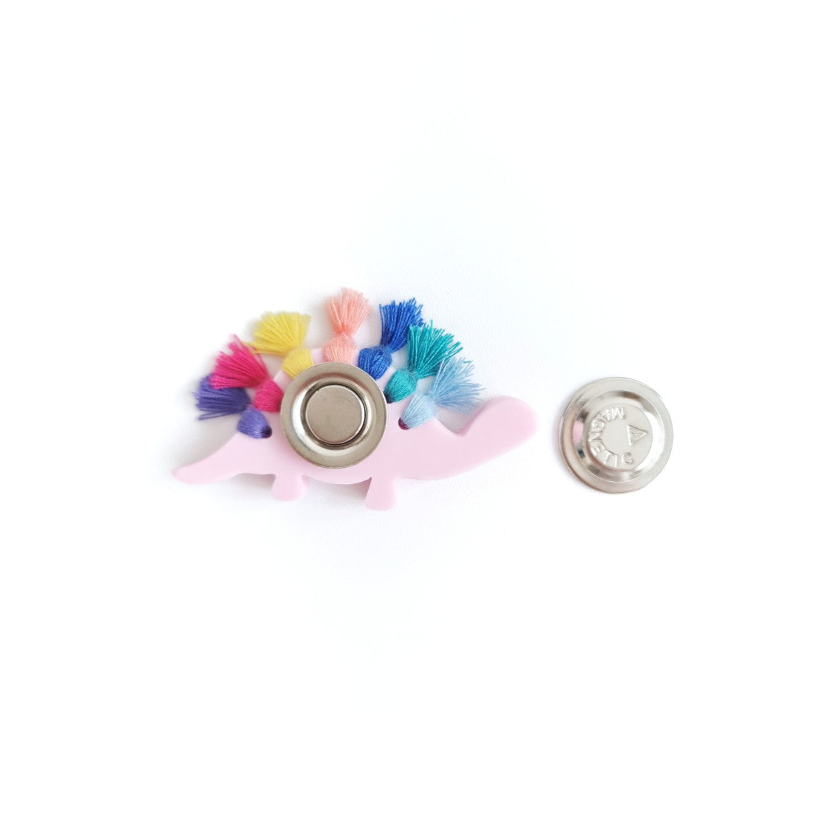 Stegosaurus Tassel Pink Dinosaur Brooch