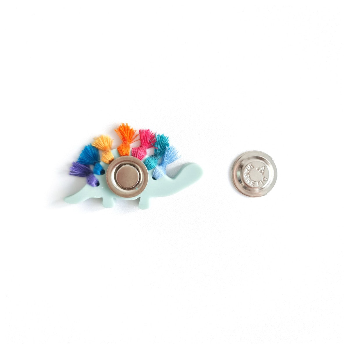 Stegosaurus Tassel Light Green Dinosaur Brooch