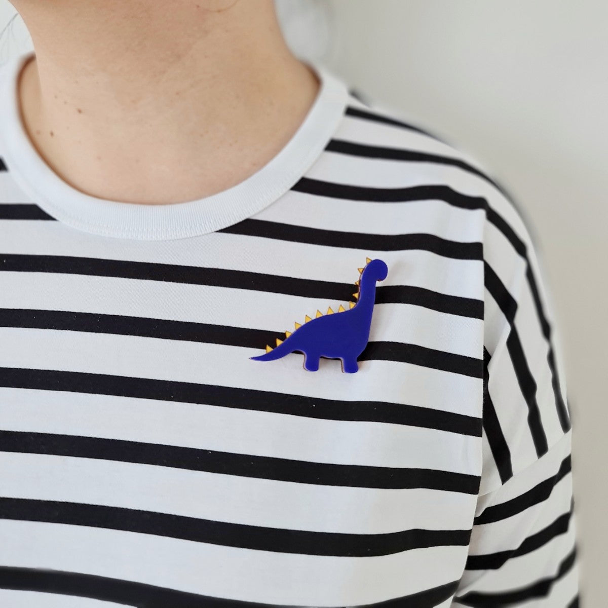 Brachiosaurus Blue Dinosaur Brooch