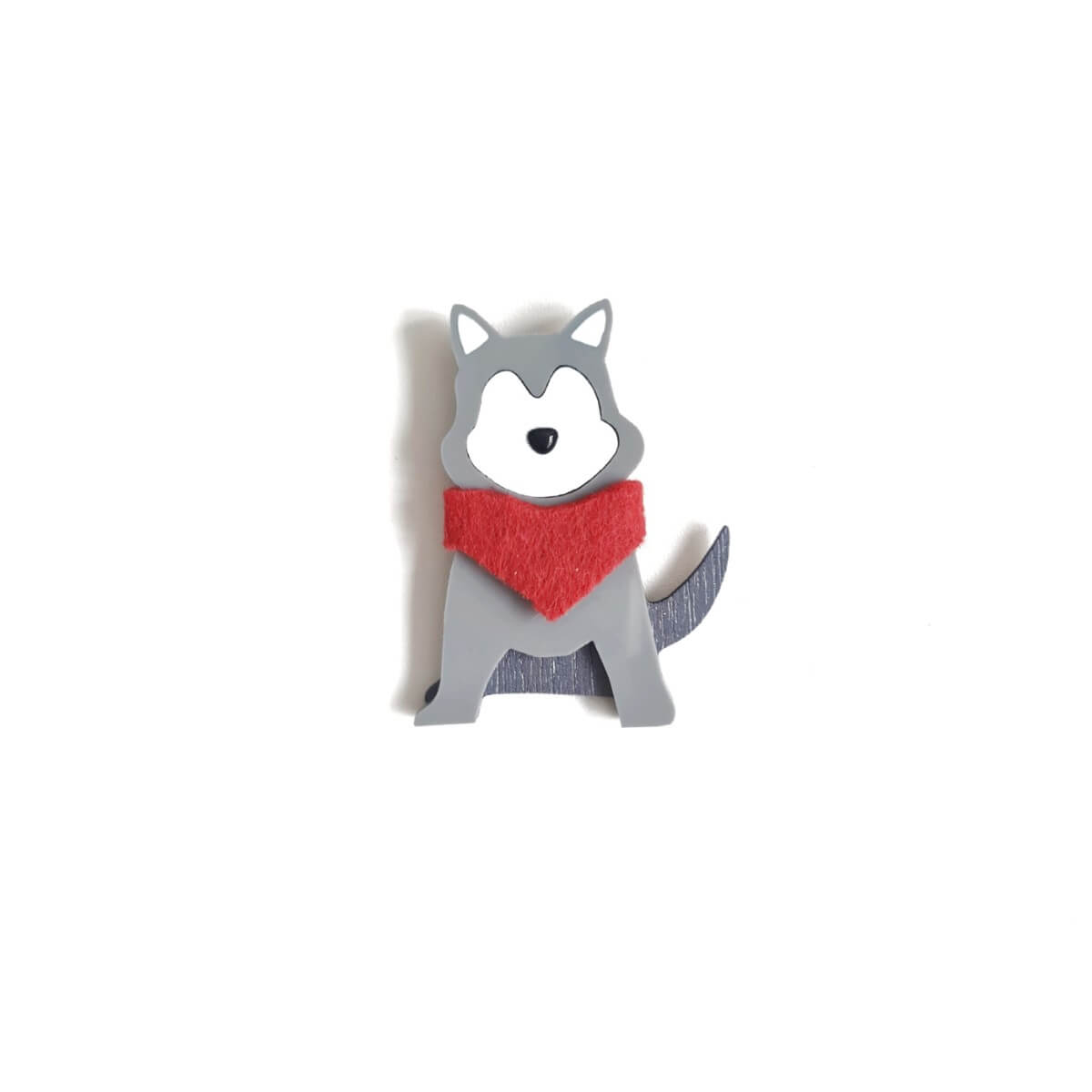 Siberian Husky Grey White Dog Brooch