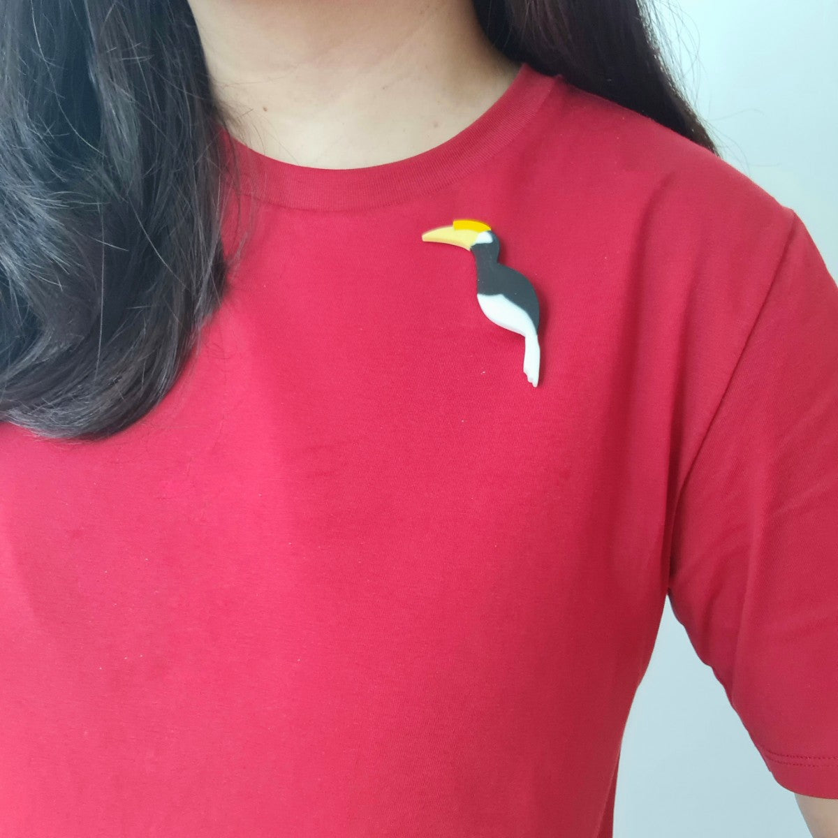 Oriental Pied Hornbill Bird Brooch