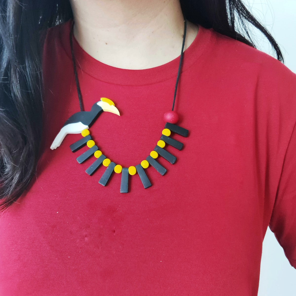 Oriental Pied Hornbill Bird Nacklace