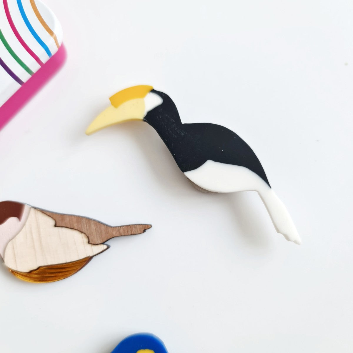 Oriental Pied Hornbill Bird Brooch