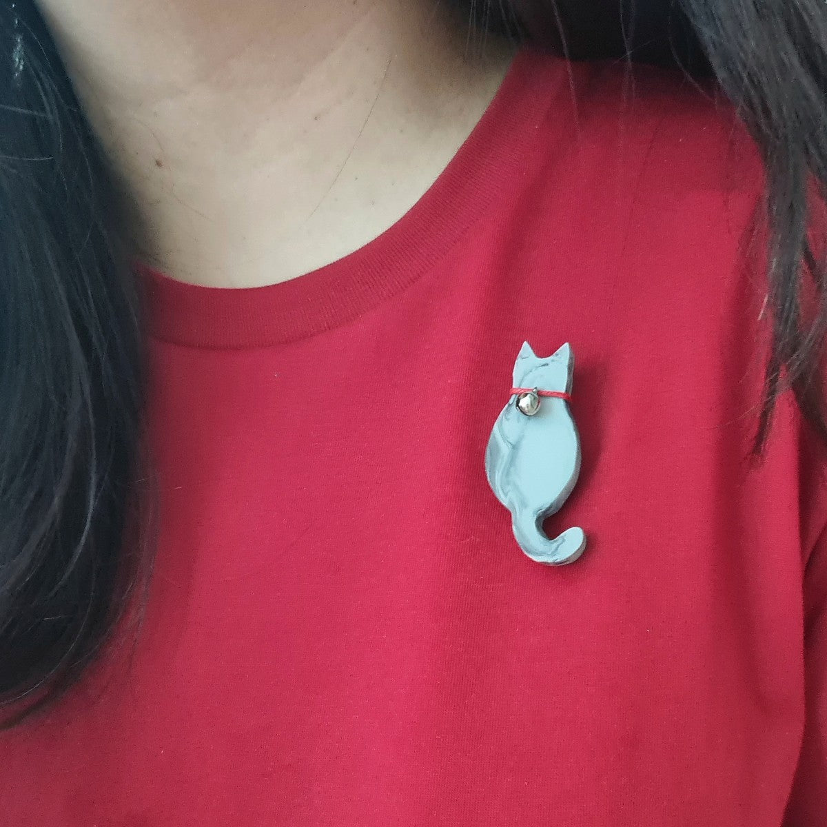 Grey Cat Brooch