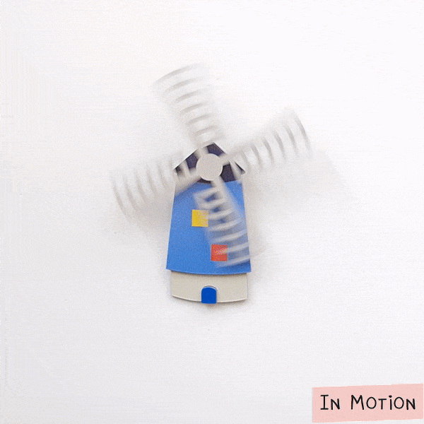 Windmill Kinderdijk Blue Brooch