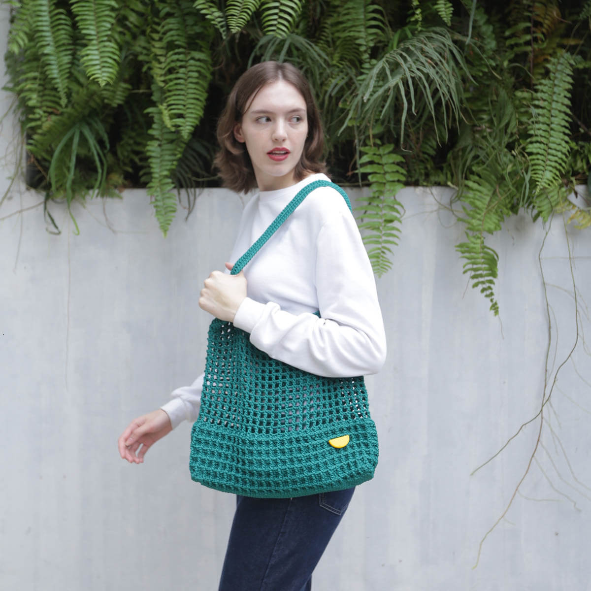 Halv Crochet Emerald Green Bag