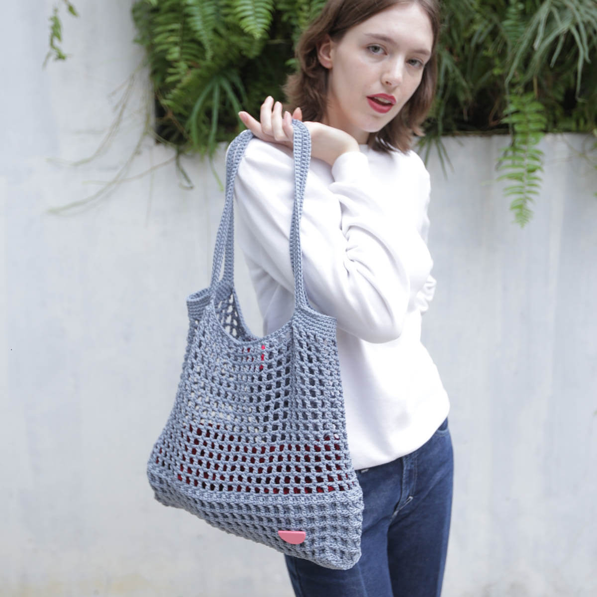 Halv Crochet Steel Grey Bag