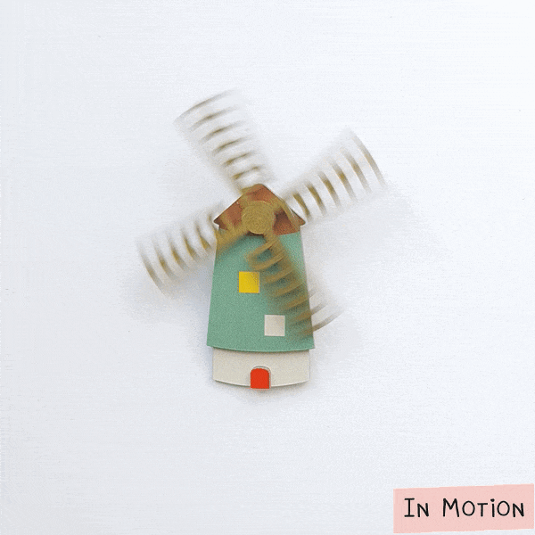 Windmill Kinderdijk Green Brooch