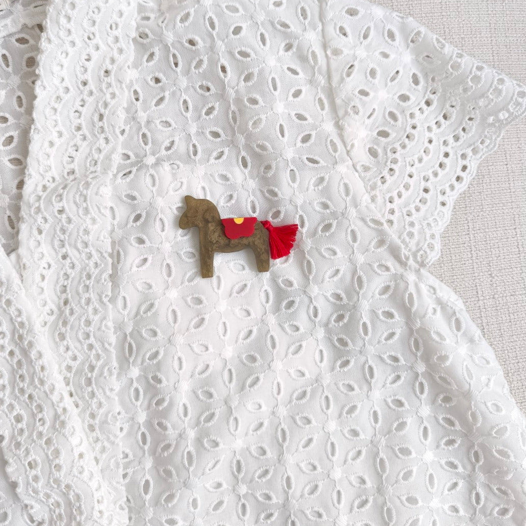 Horse Flower Gold Brooch