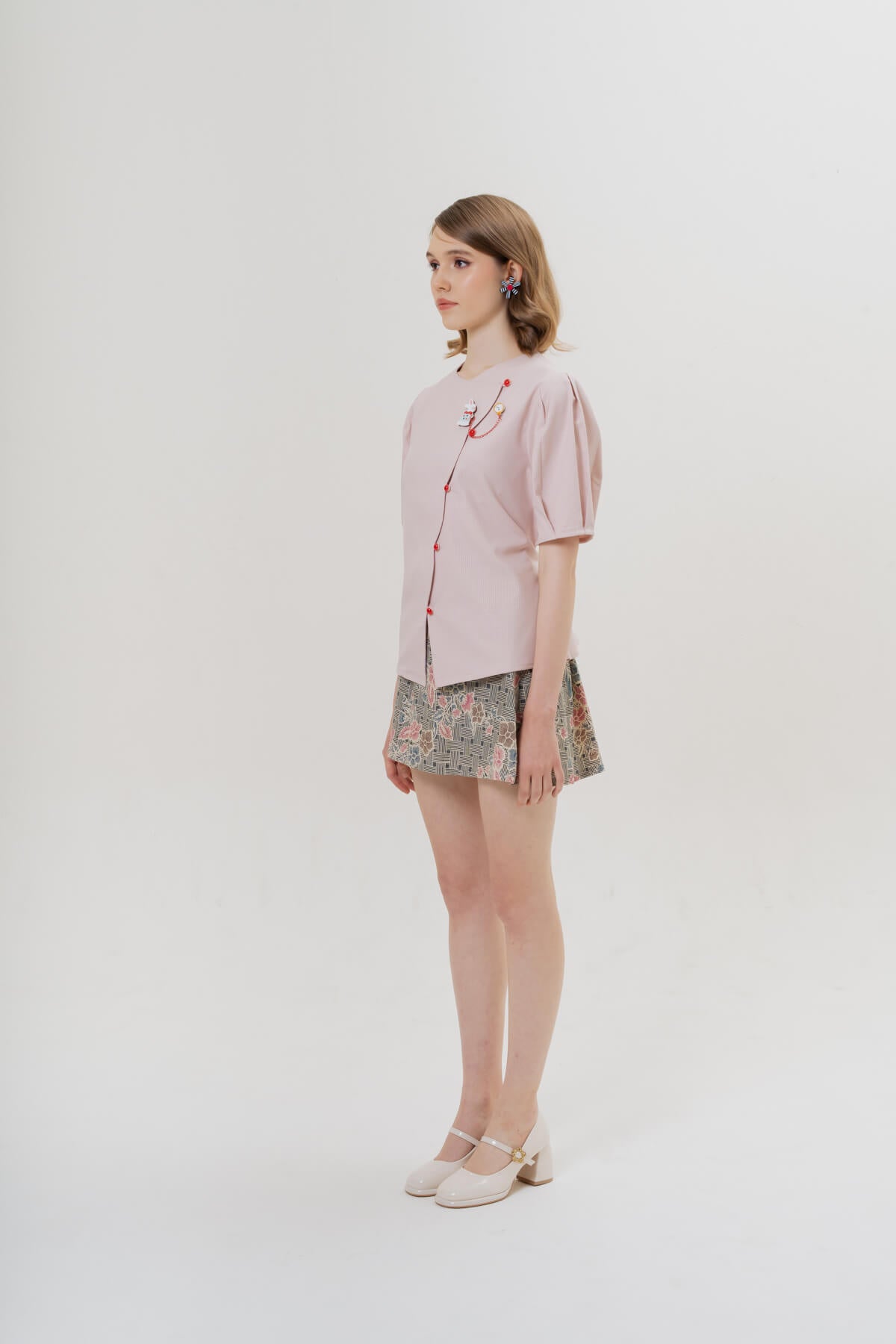 Coney Top (PINK) & White Rabbit with Clock Brooch
