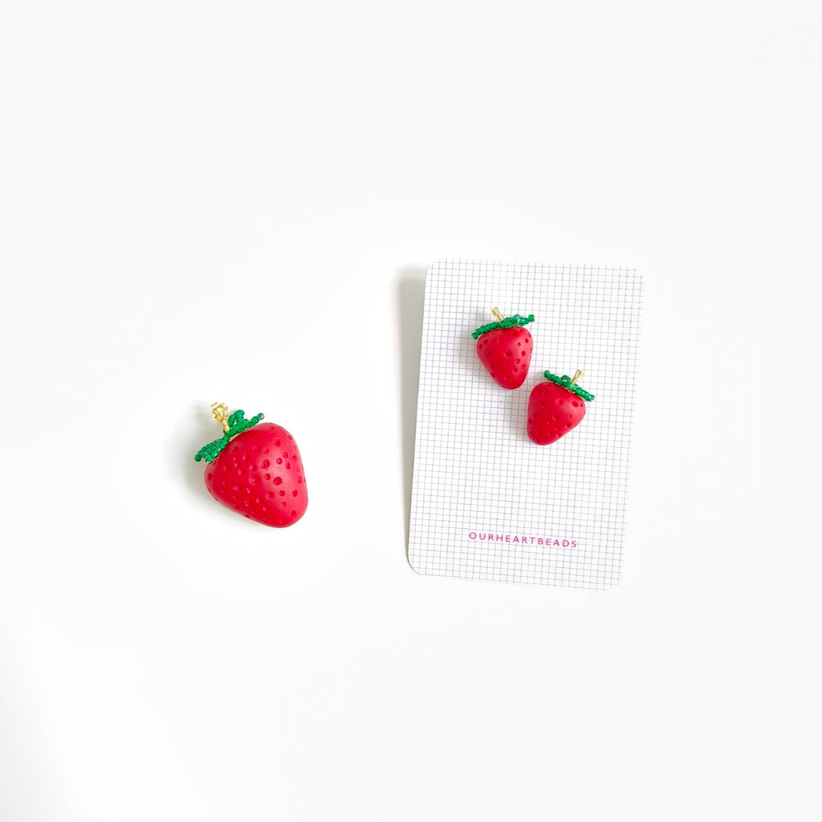 Strawberry Brooch and Earrings Bundle