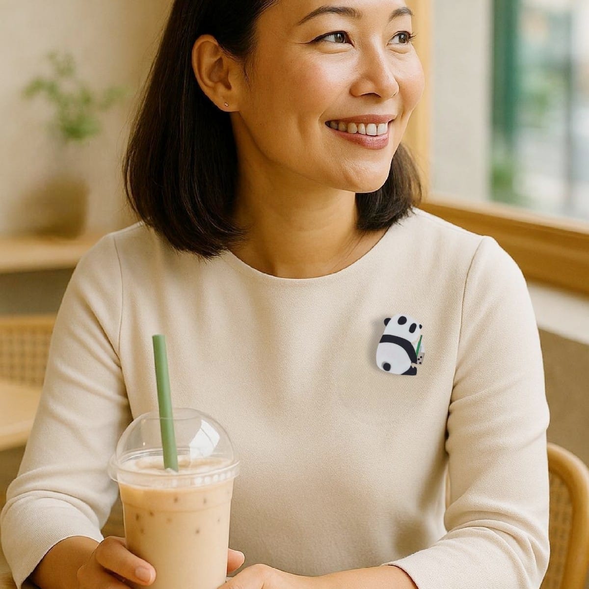 Panda Bubble Tea Brooch