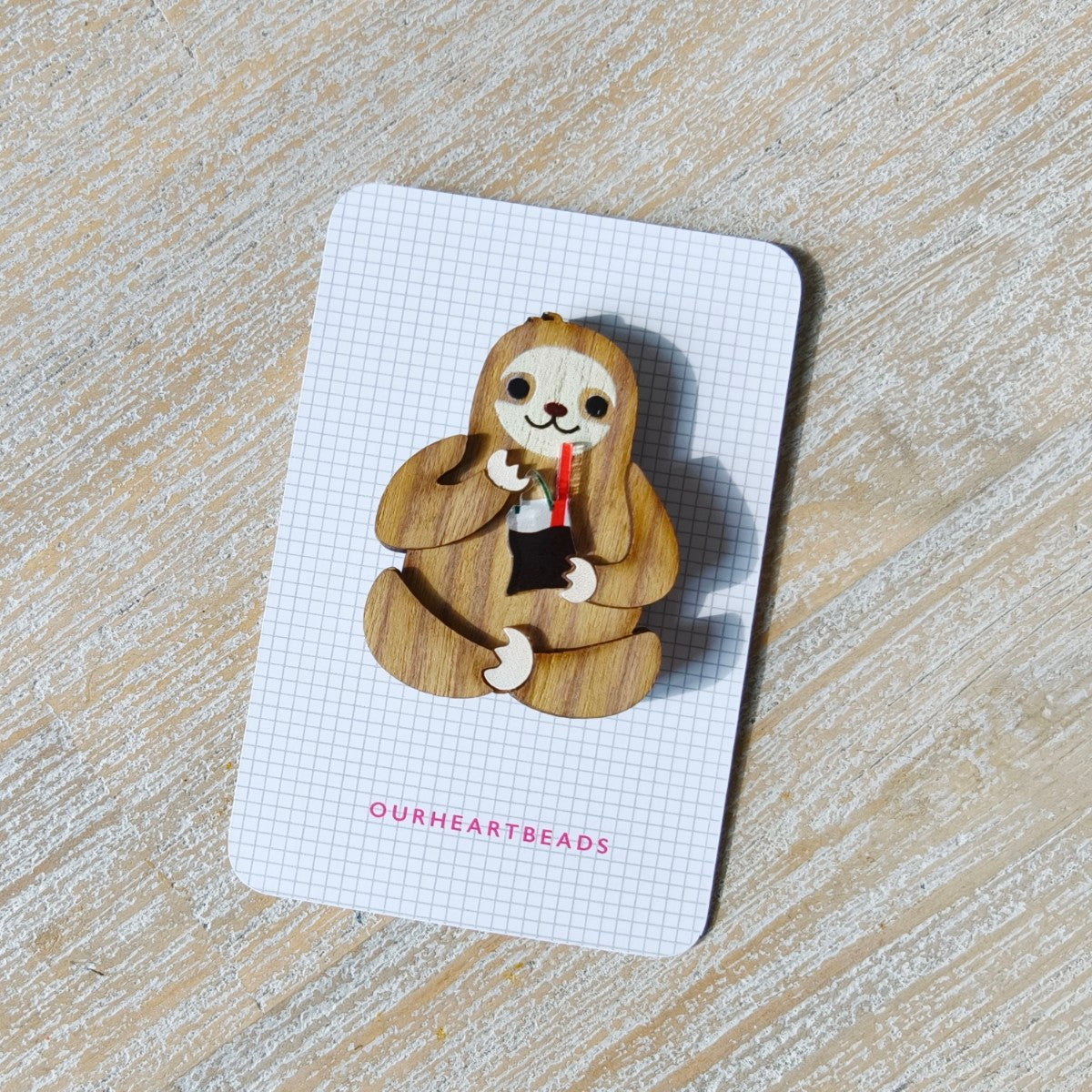 Sloth Kopi Peng Brooch