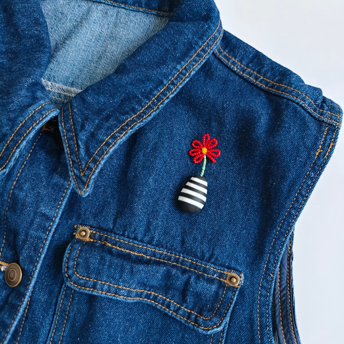 Gerbera Red Brooch