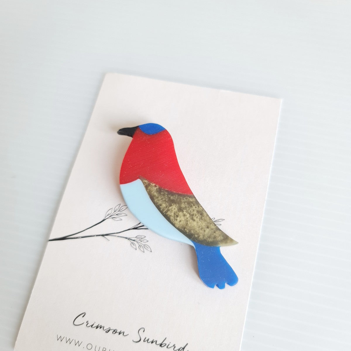 Crimson Sunbird Brooch