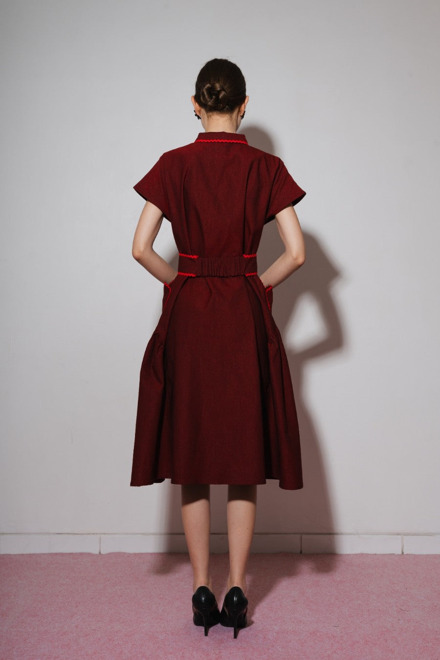 Cora Dress Red & Queen of Heart Brooch