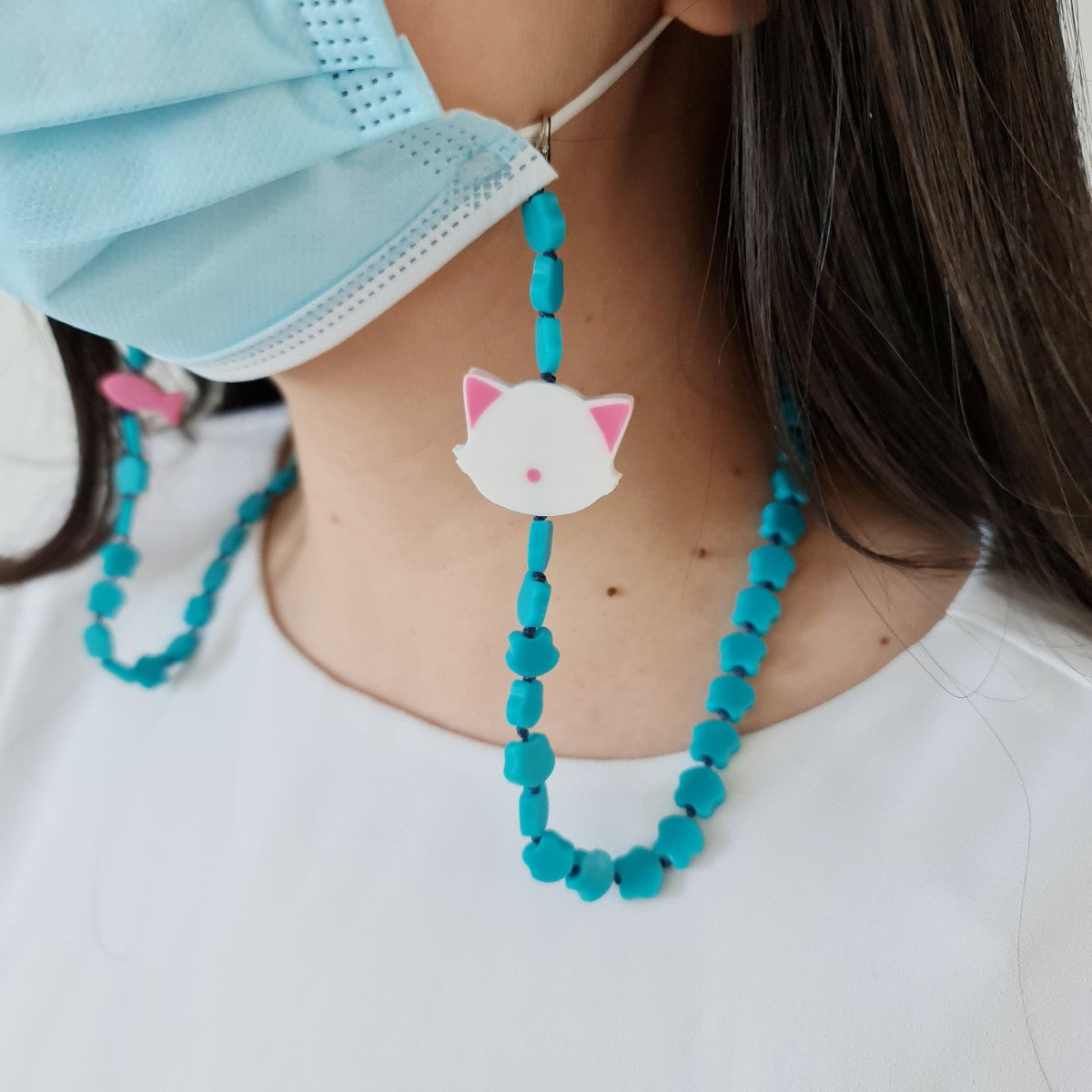 Snowy Turquoise Mask Strap