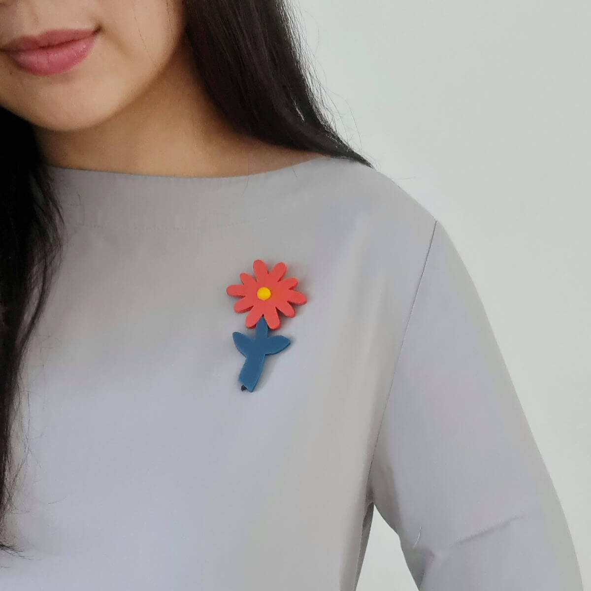 Daisy Orange Brooch