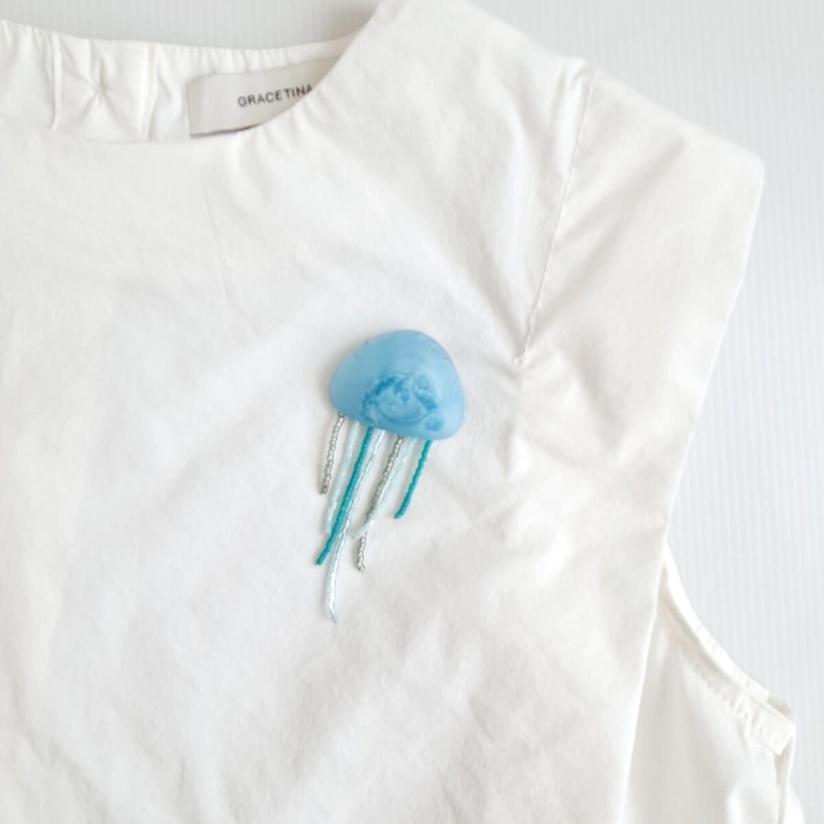 Jellyfish Aqua Brooch