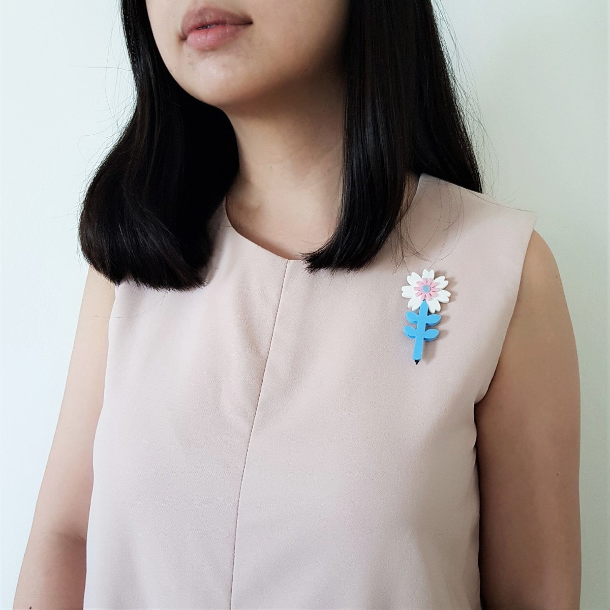 Camelia White Flower Brooch