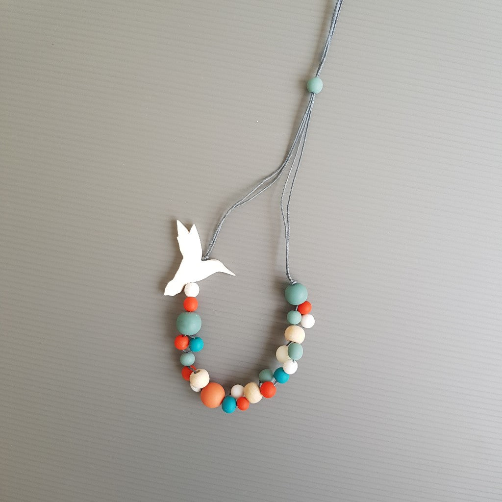 Hummingbird White Necklace