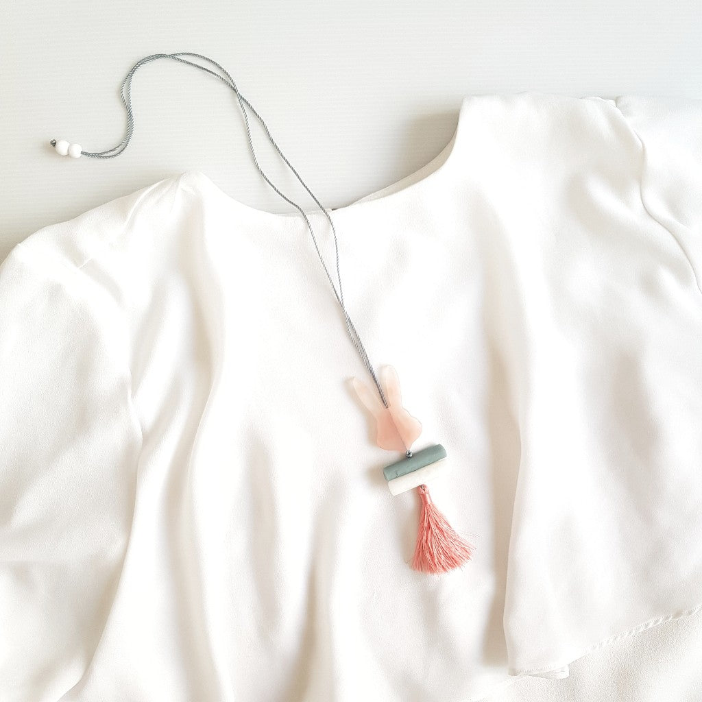 Rabbit Pink Tassel Necklace