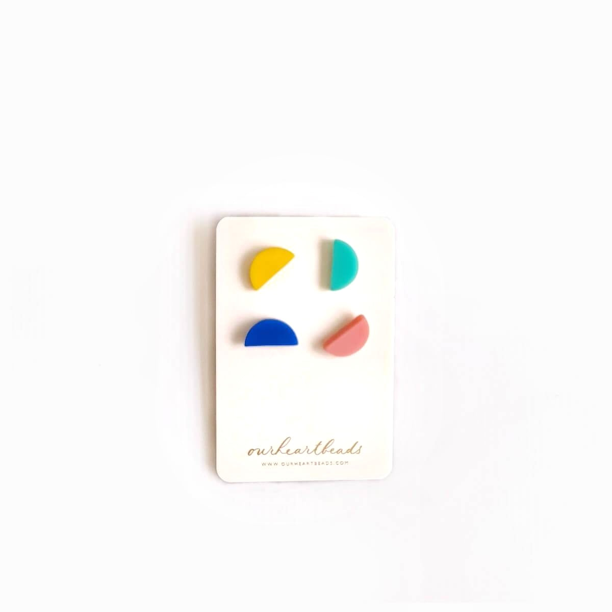 Halv Studs Vibrant Multicolour Earrings