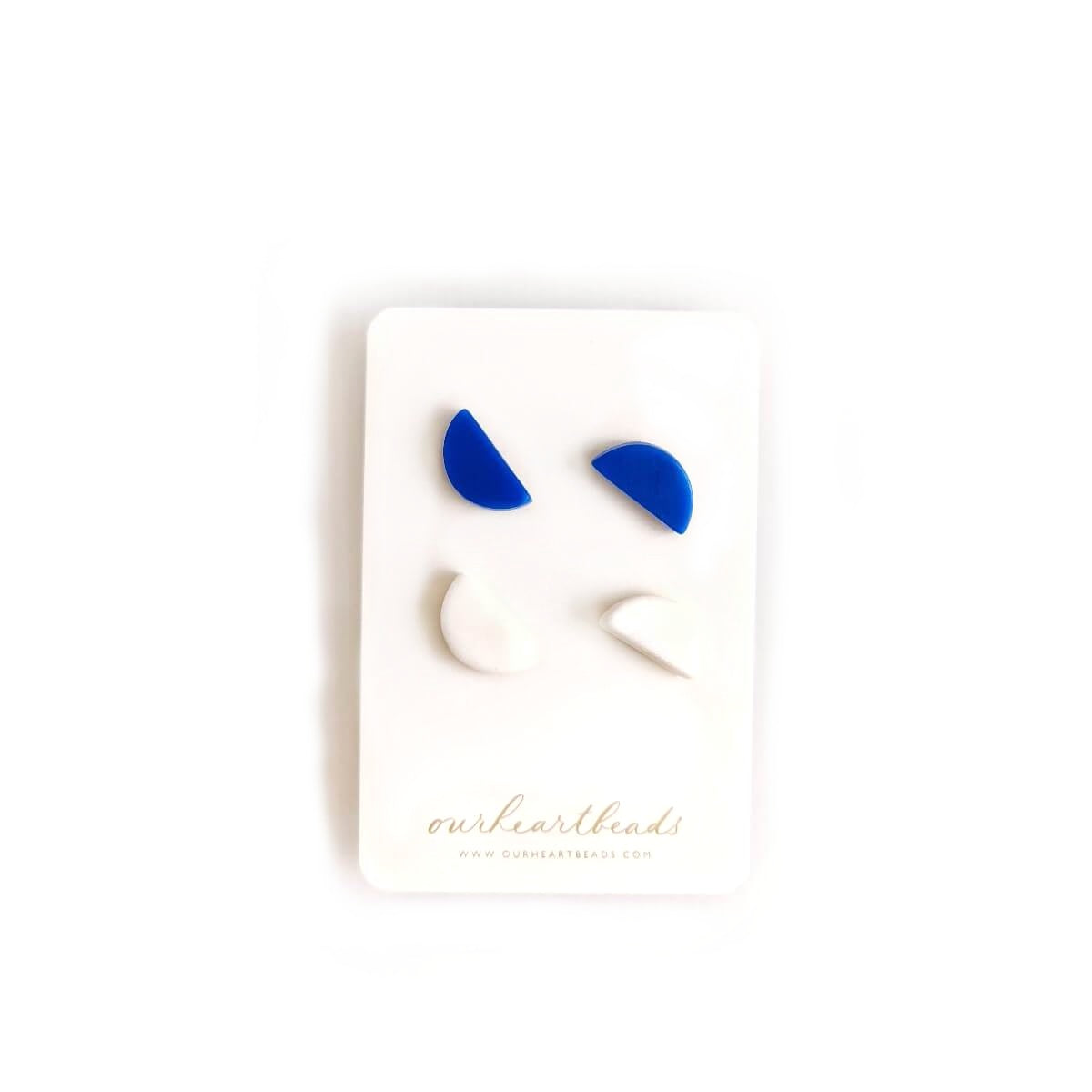 Halv Studs Blue White Earrings