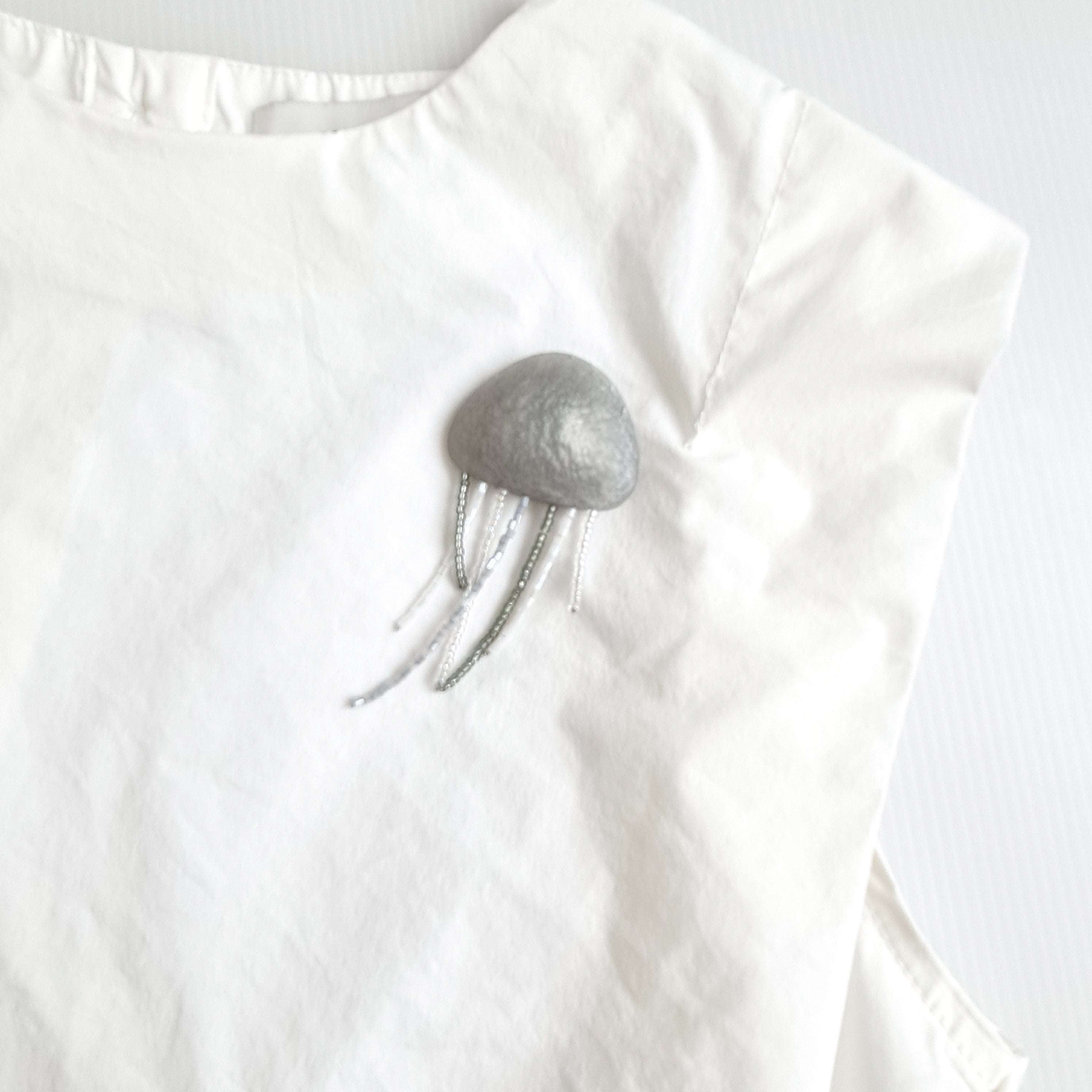 Jellyfish Silver Brooch