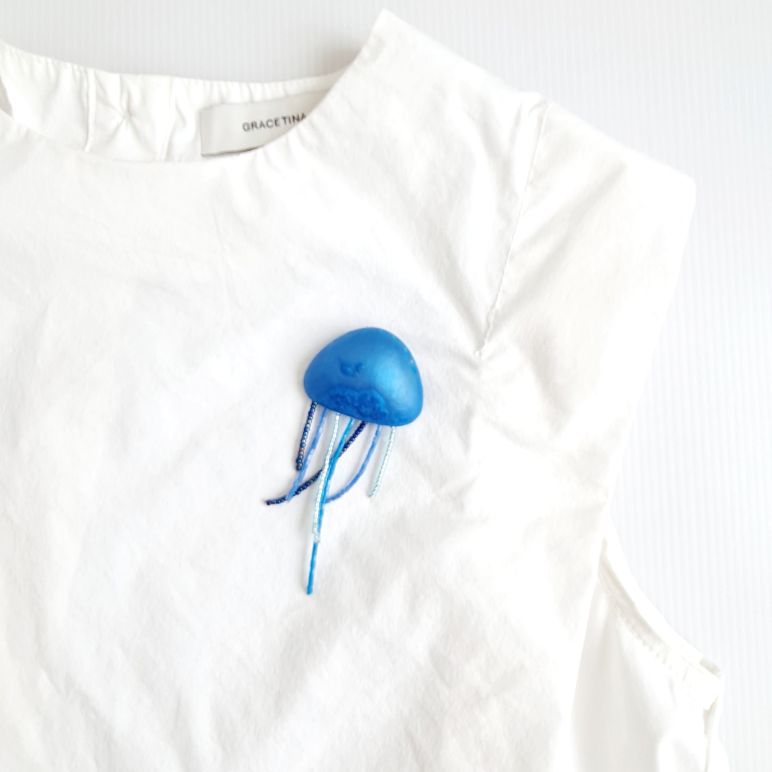 Jellyfish Ocean Blue Brooch