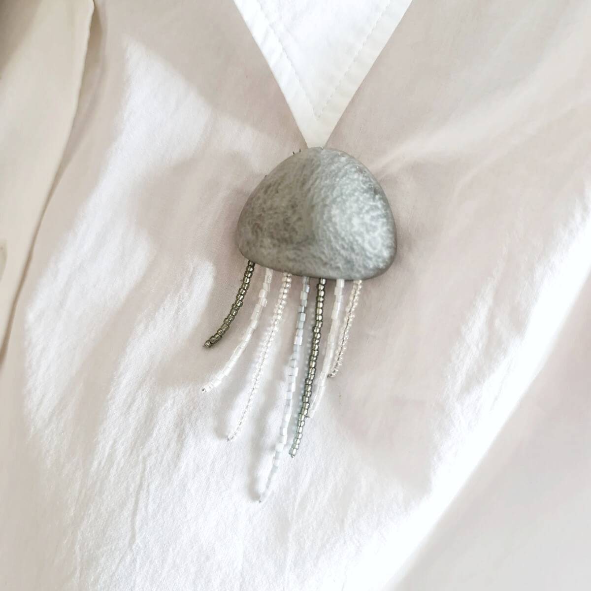 Jellyfish Silver Brooch