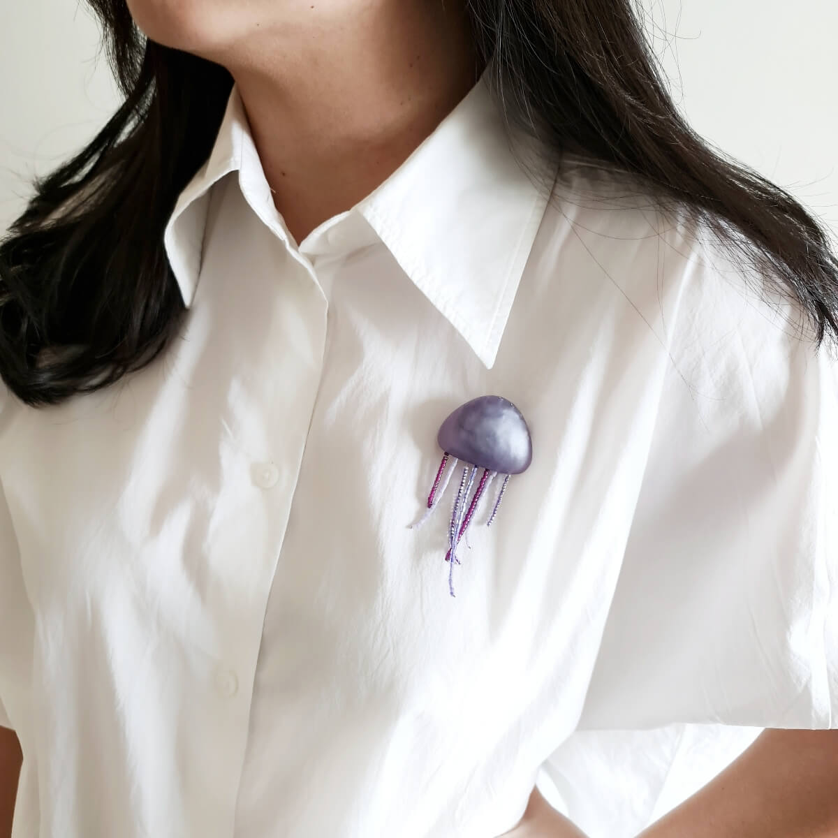 Jellyfish Lilac Brooch