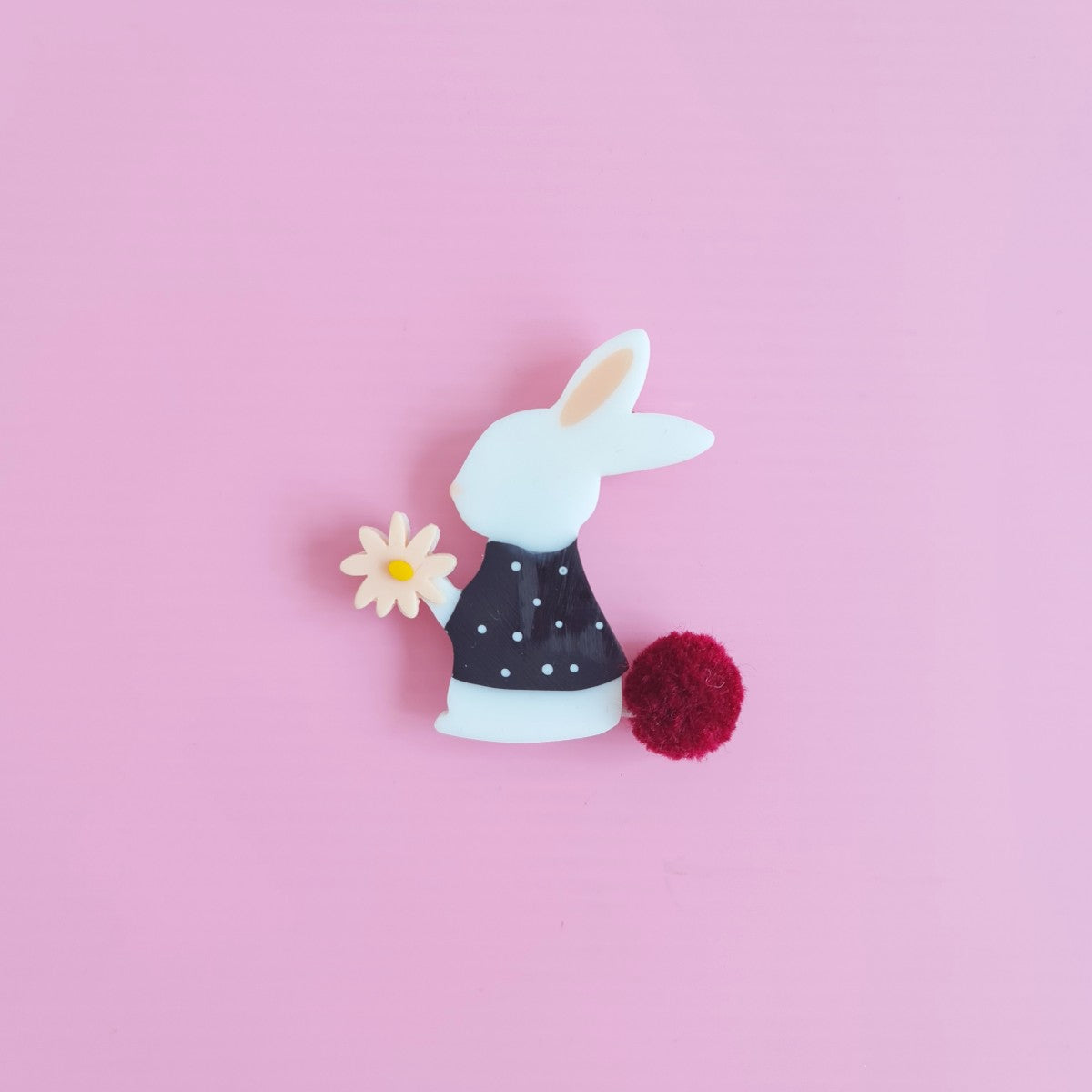 Bunny Flower Brooch White