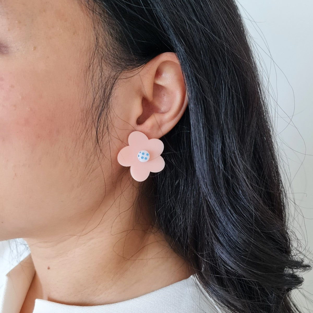 Peach Flower Earrings