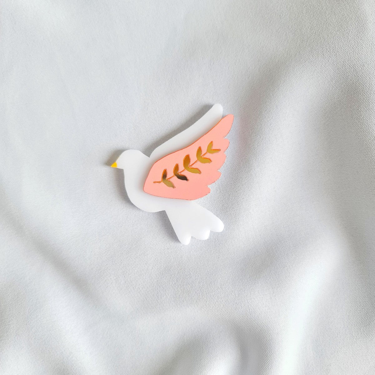 Dove White Pink Brooch