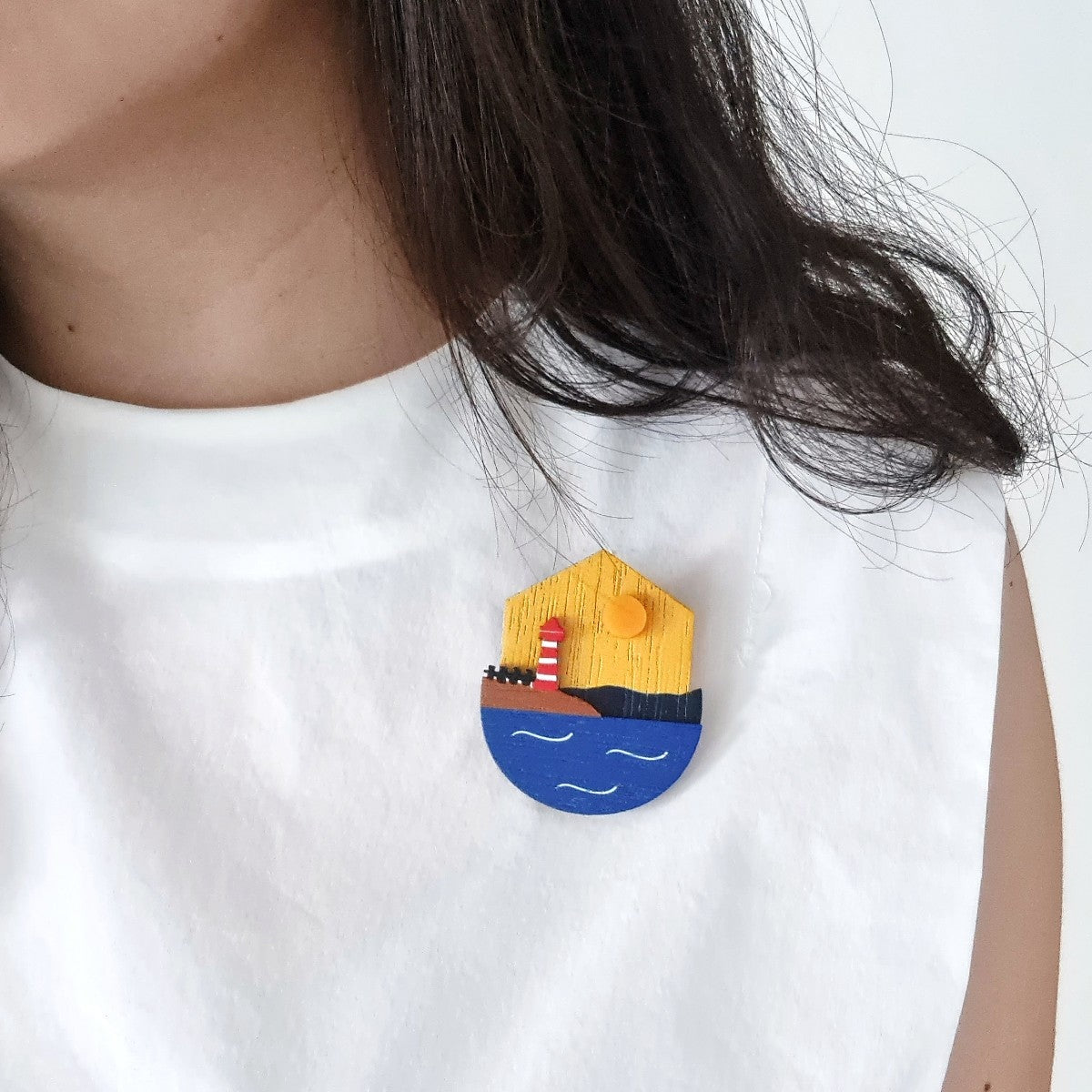 Lighthouse Sunset Brooch