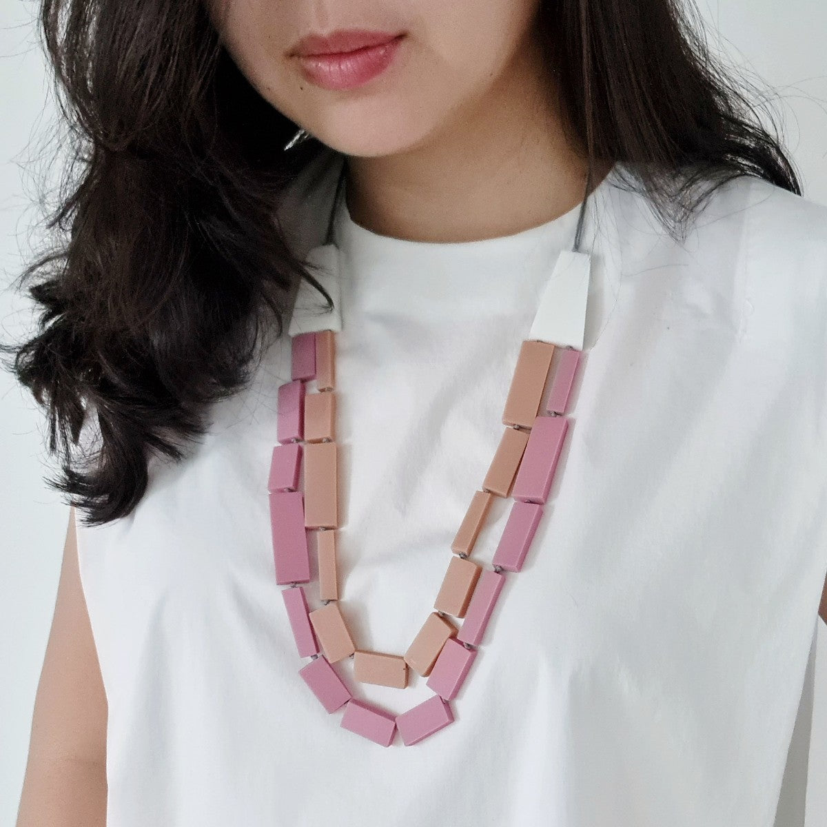 Deeva Double Layer Pink Nude Necklace